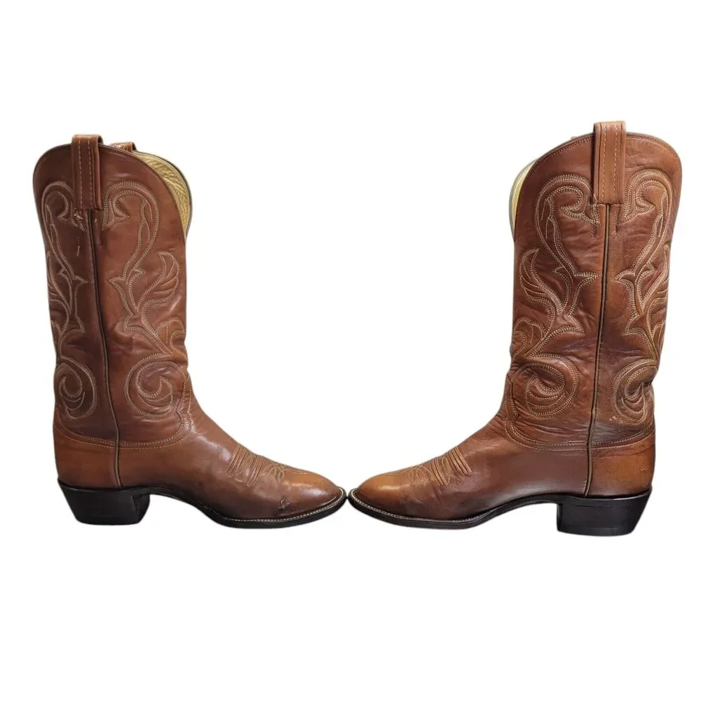 Hondo Men's Brown Goat Leather Cowboy Boots‎ Size 9.5D Western